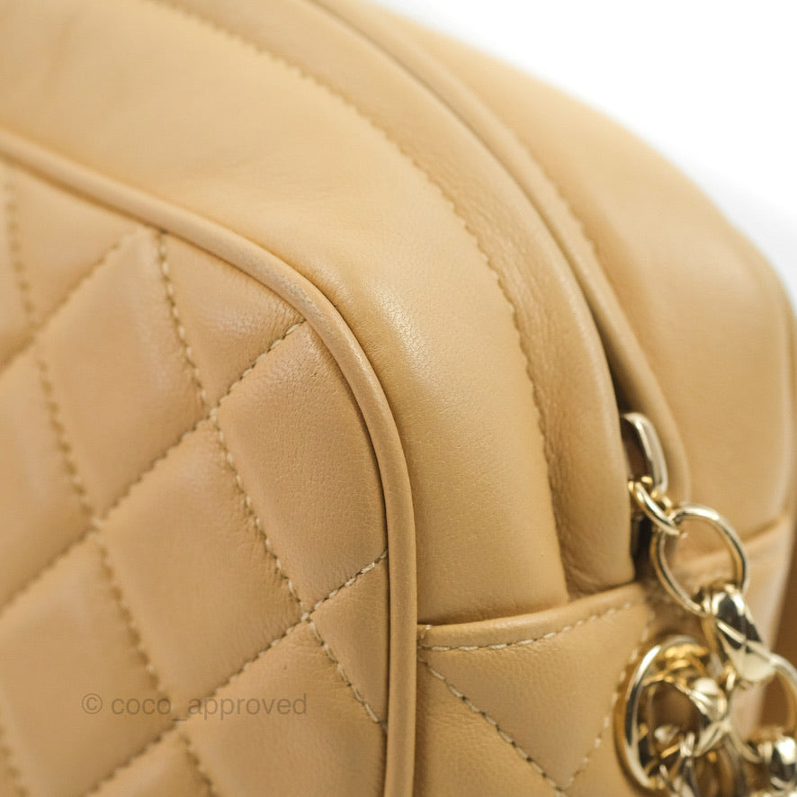 Chanel Calfskin Coco Vintage Camera Case Beige Gold Hardware