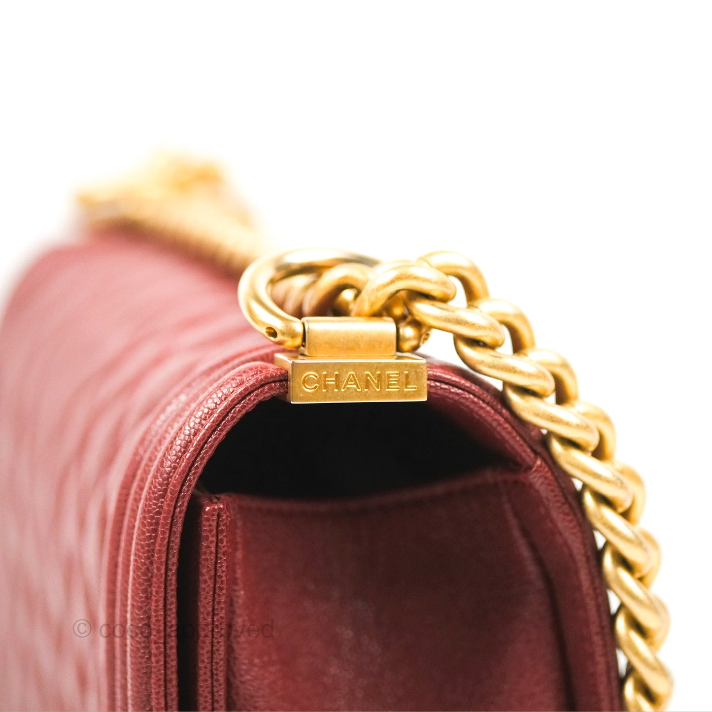 Chanel Quilted Medium Boy Burgundy Caviar Aged Gold Hardware