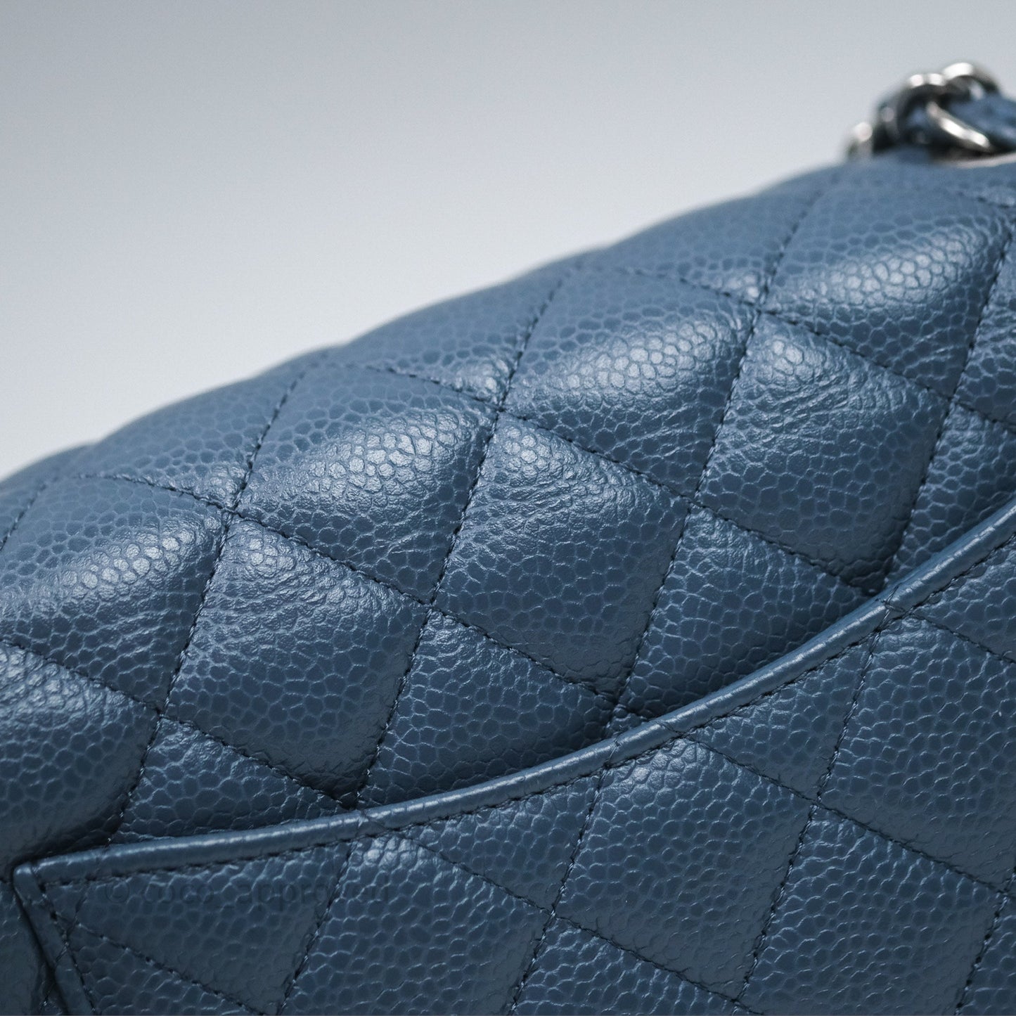 Chanel Quilted Mini Rectangular Blue Caviar Silver Hardware