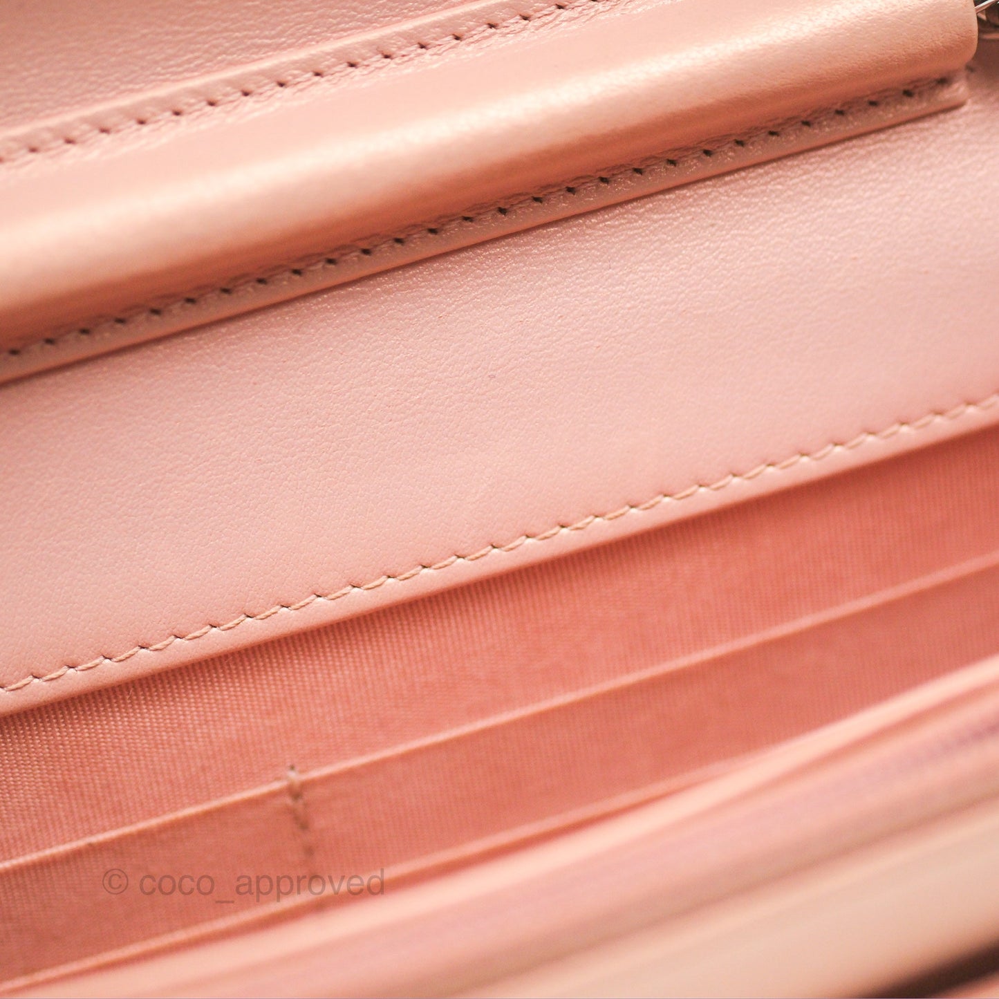 Chanel Mademoiselle Wallet On Chain WOC Chevron Iridescent Pink Caviar Silver Hardware