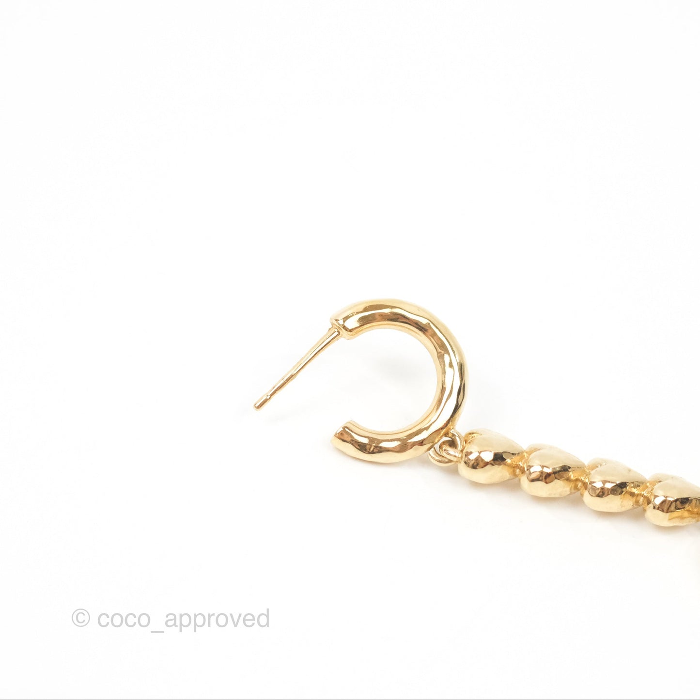 Chanel Crystal CC Heart Drop Earrings Gold Tone 23P