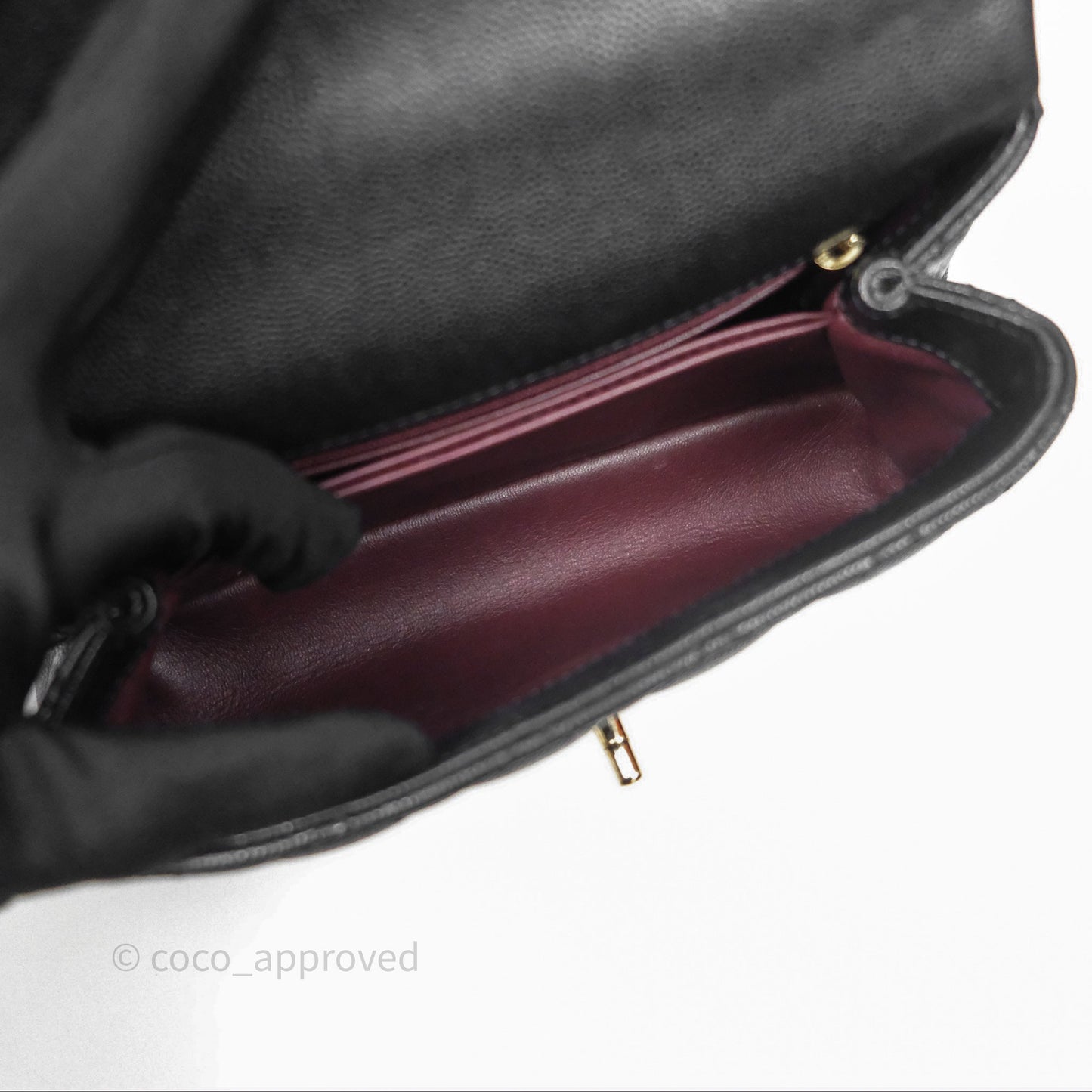 Chanel Small Coco Handle Quilted Black Caviar Gold Hardware
