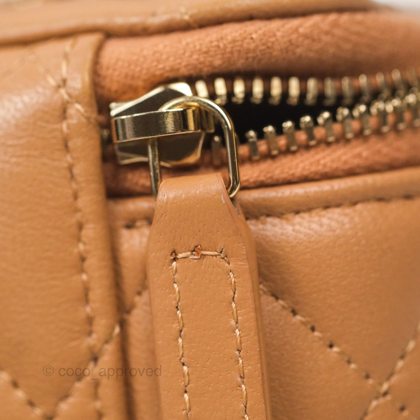 Chanel Vanity Rectangular Top Handle Beige Lambskin Gold Hardware