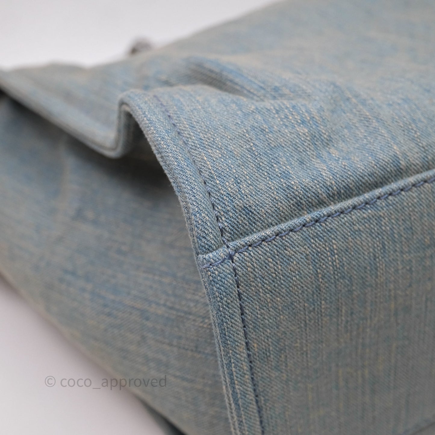 Chanel Large Deauville Tote Blue Washed Denim Matte Silver