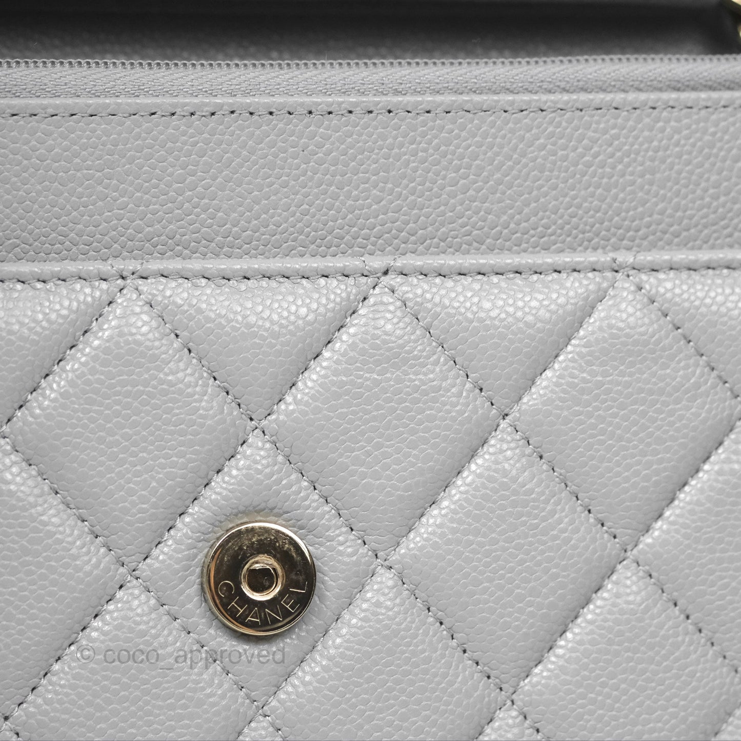 Chanel Quilted Classic Wallet on Chain WOC Grey Caviar Gold Hardware