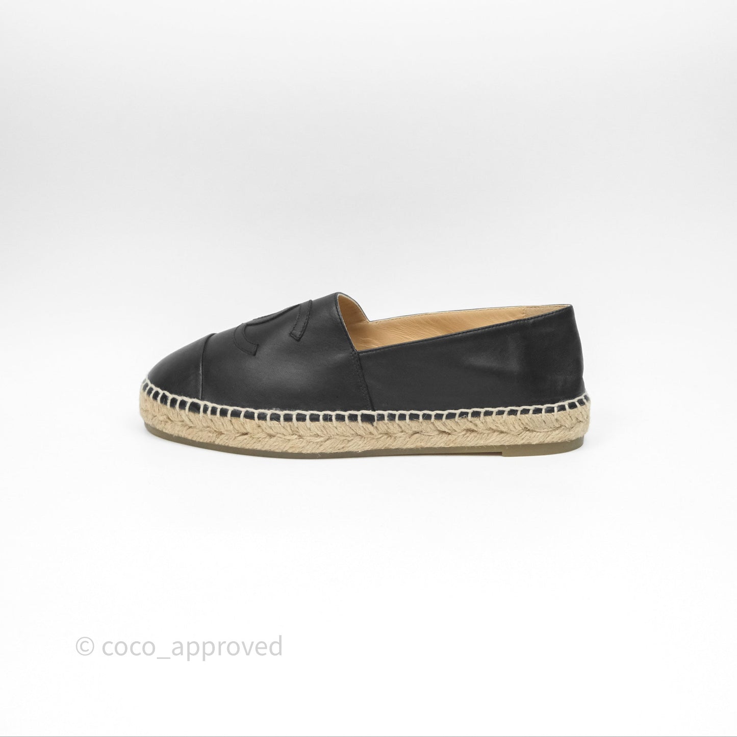 Chanel Espadrille Black Leather Size 40