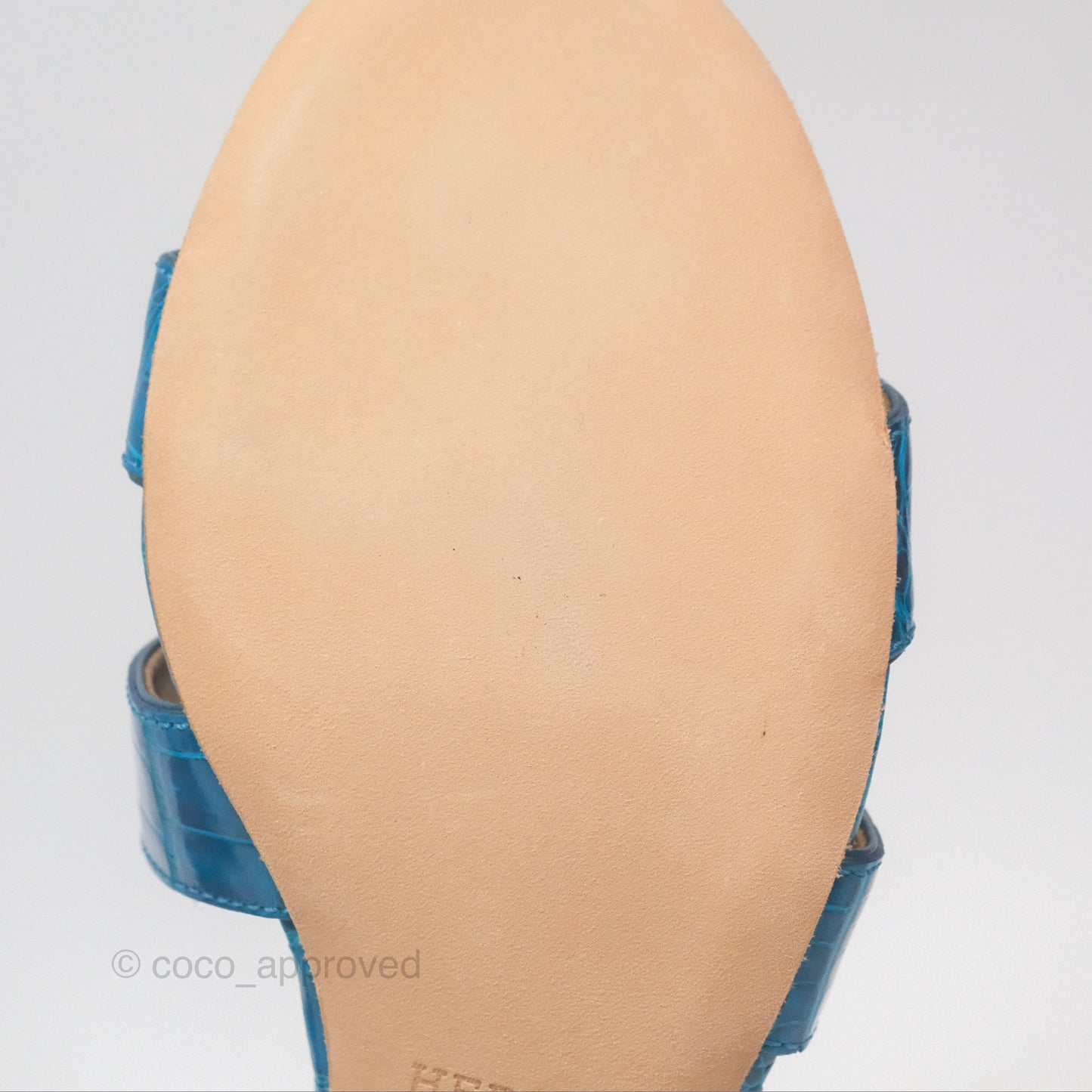 Hermes Oasis Sandals Croc Bleu Lzmir Size 36.5