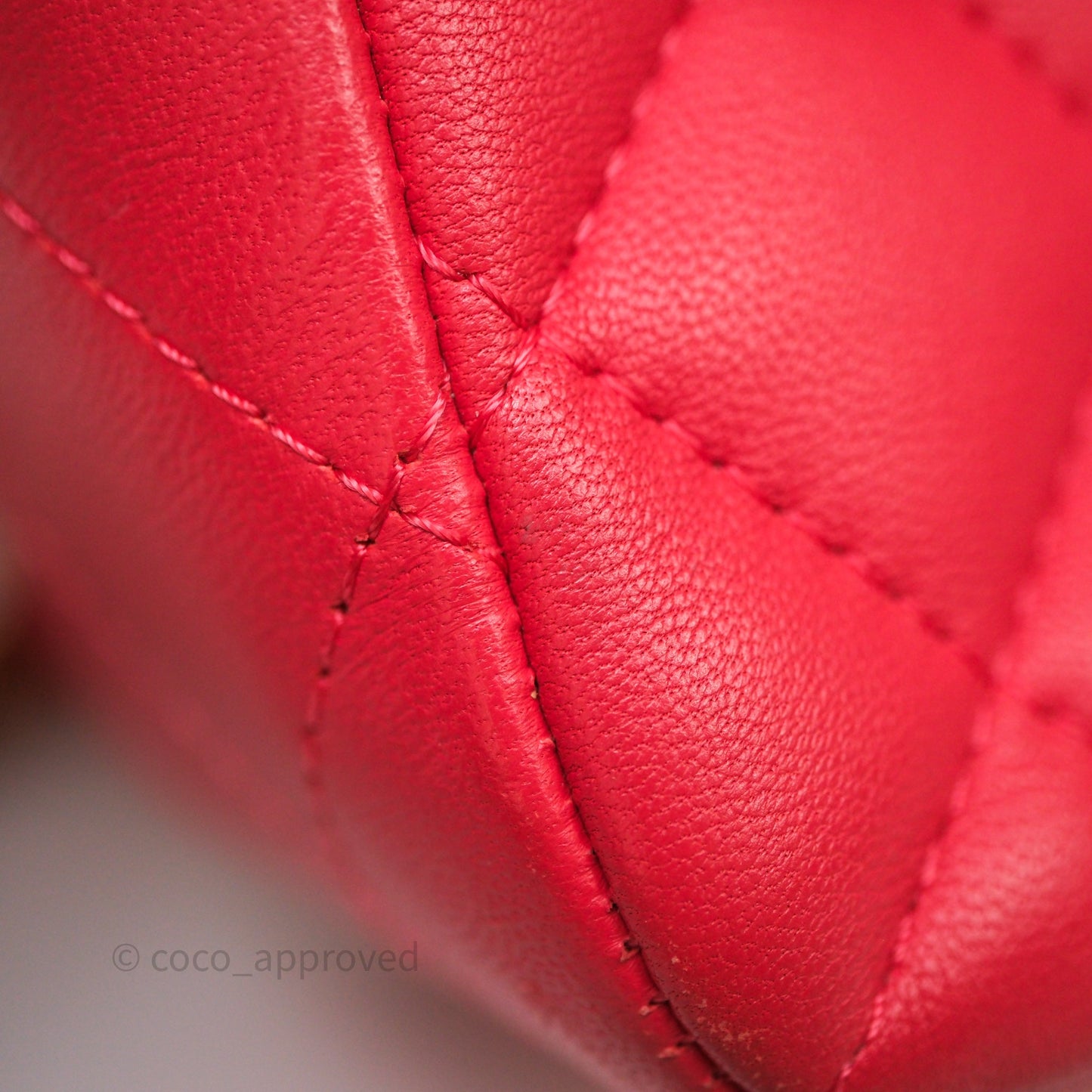 Chanel Mini Square Quilted Red Lambskin Aged Gold Hardware