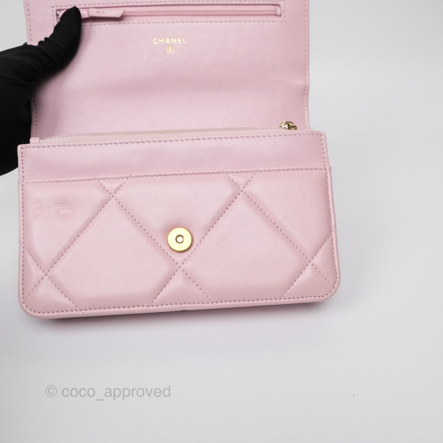 Chanel 19 Wallet on Chain WOC Light Pink Lambskin Mixed Hardware