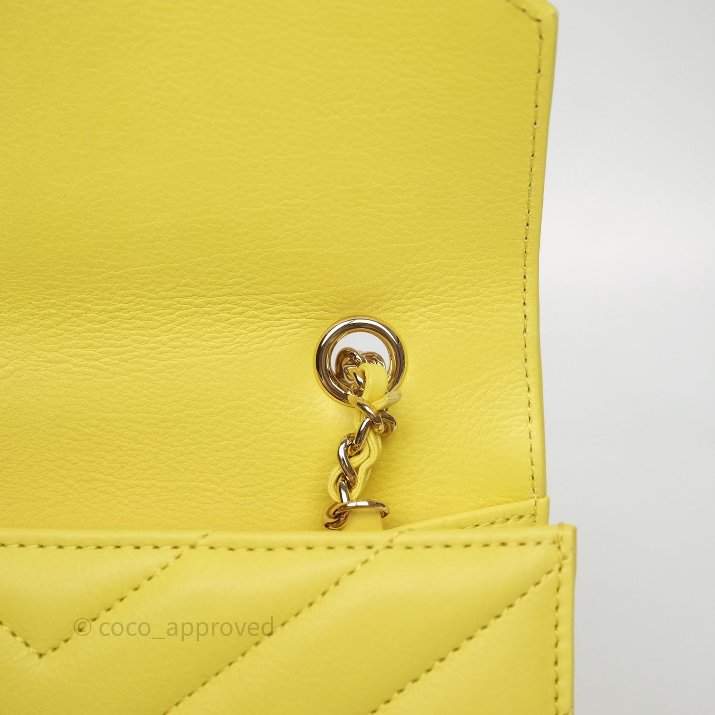 Chanel Chevron Square Envelope Flap Bag Yellow Calfskin Gold Hardware 19C
