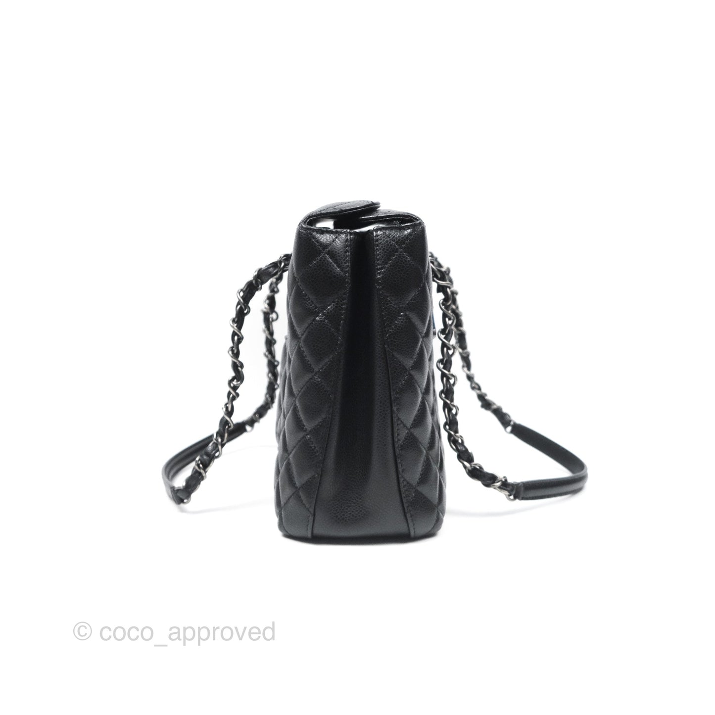 Chanel Quilted Small City Shopping Bag Black Caviar Ruthenium Hardware