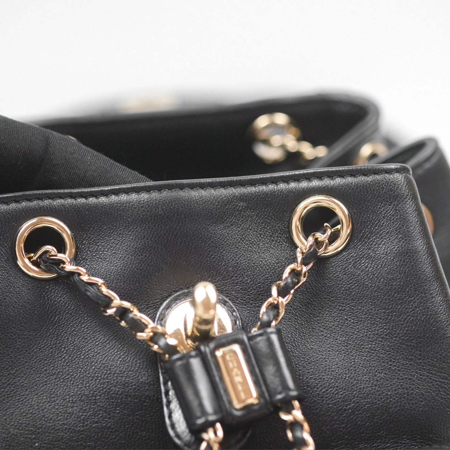Chanel Quilted Small Duma Drawstring Backpack Black Lambskin