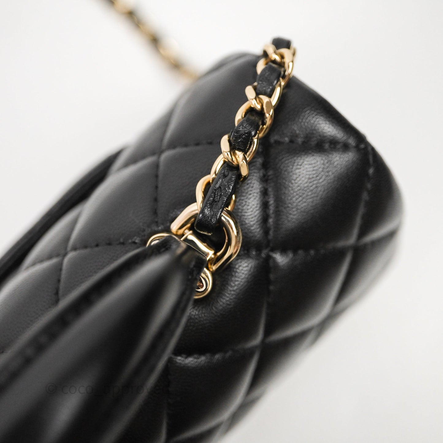 Chanel Top Handle Mini Rectangular Flap Black Lambskin Gold Hardware
