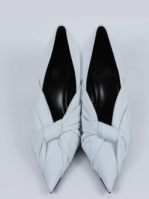 Luxury Balenciaga Twist Drapy Leather Pumps White