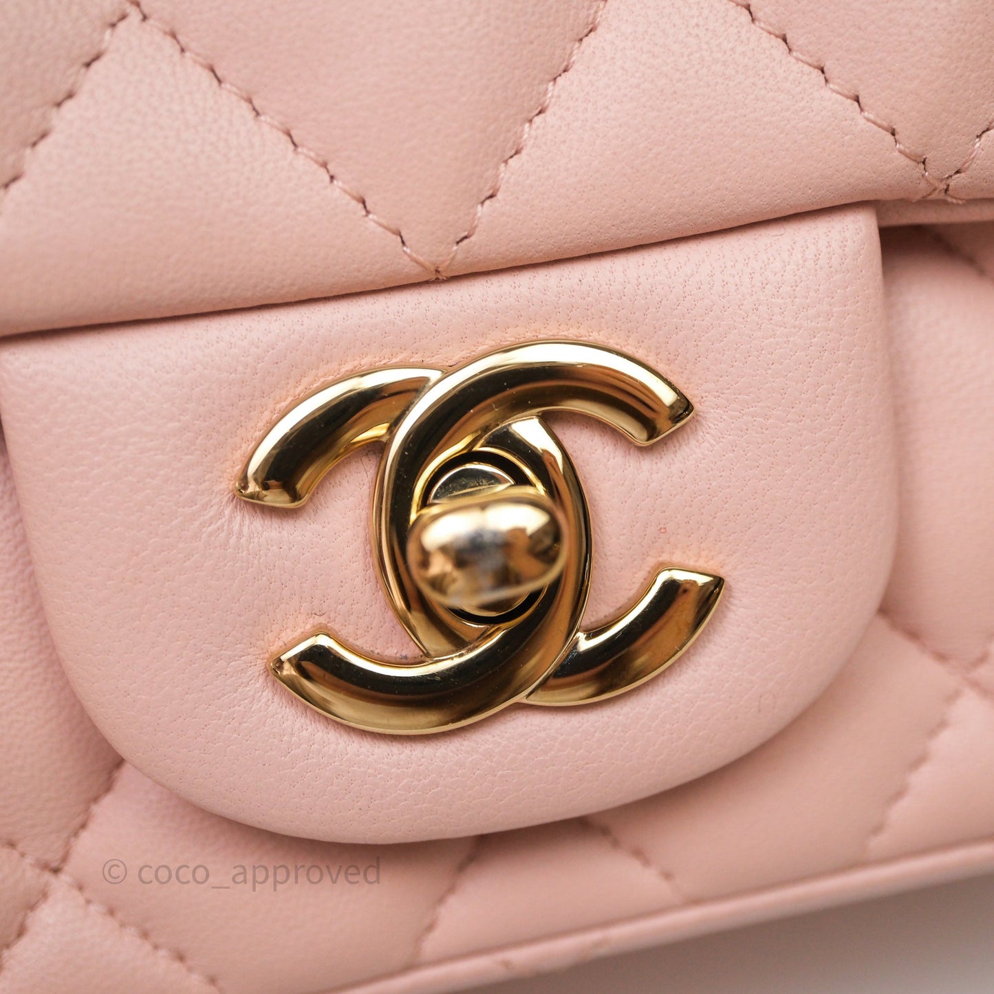 Chanel Mini Square Flap Quilted Pink Lambskin Gold Hardware