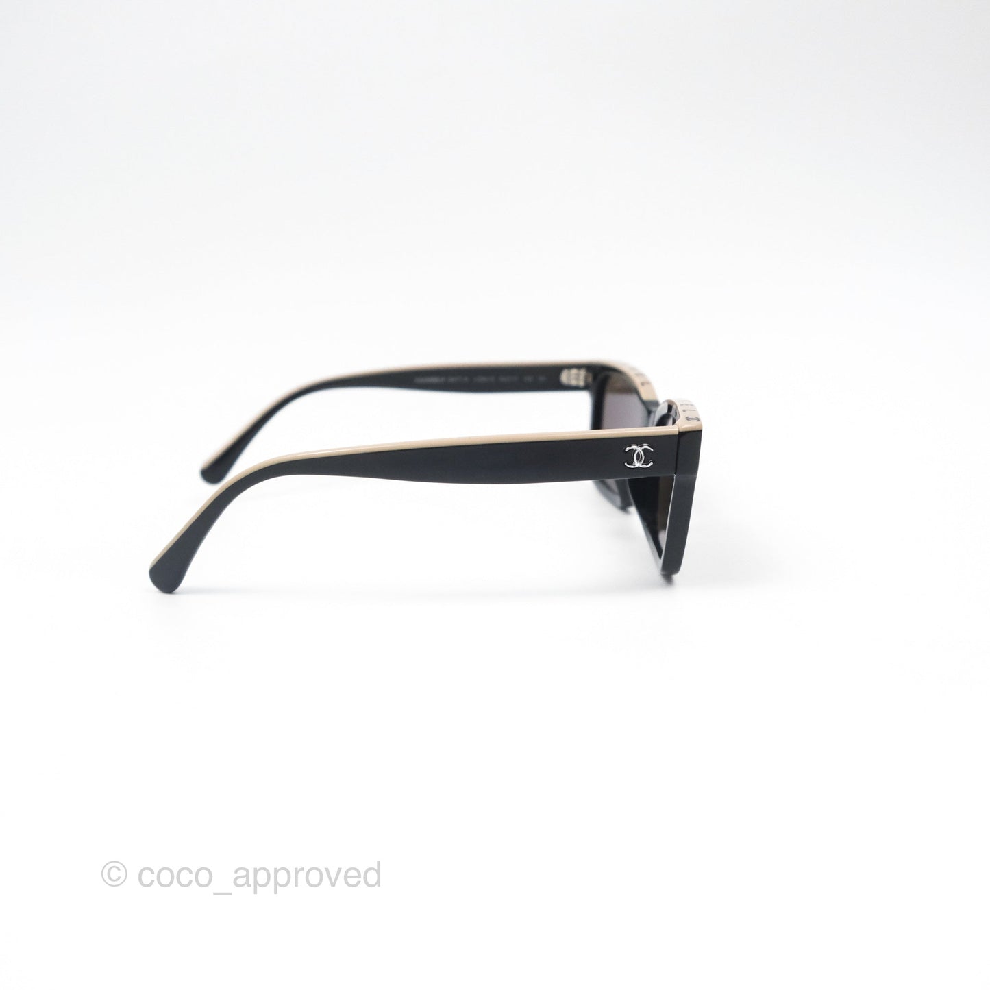 Chanel Acetate Square Sunglasses Black/Beige