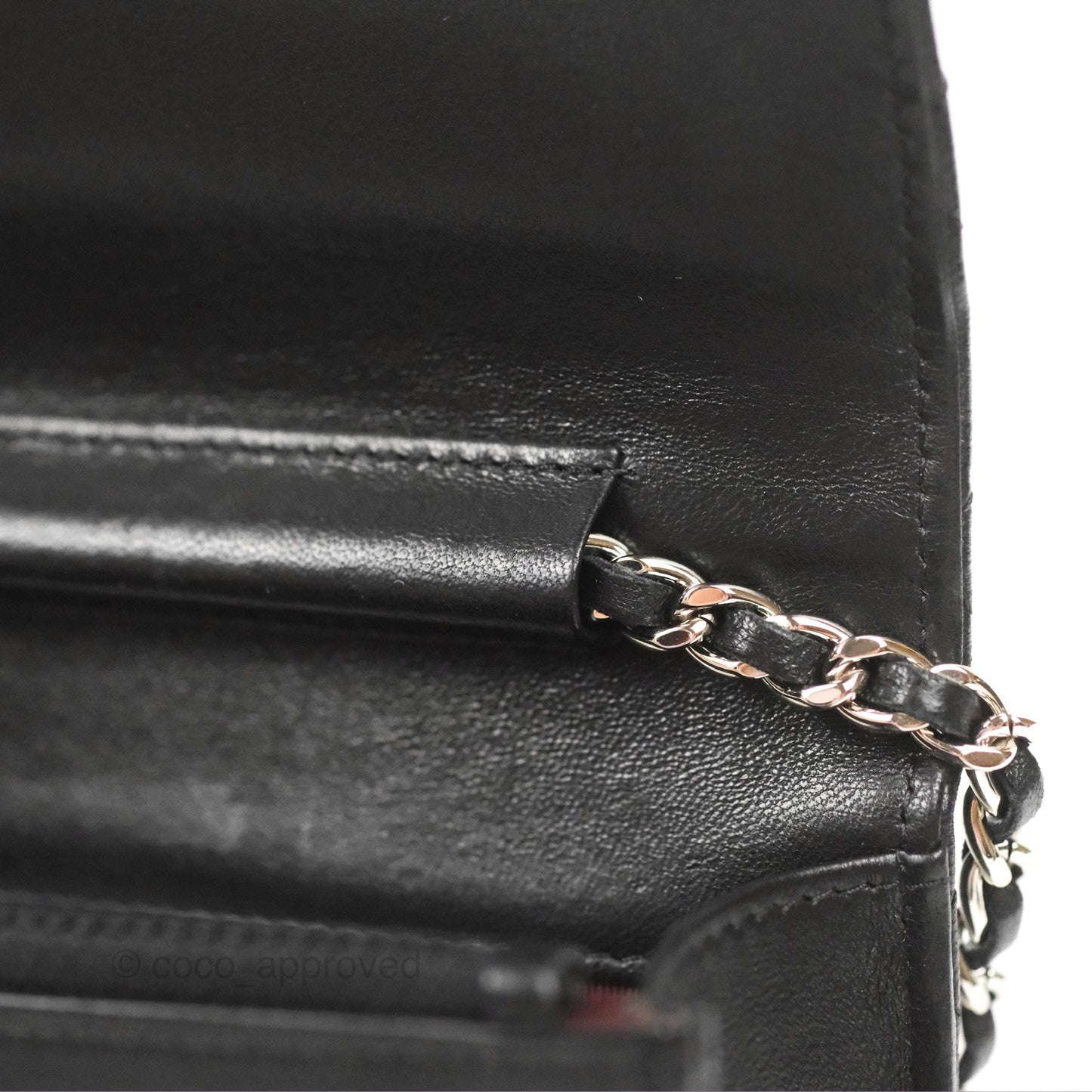 Chanel Classic Quilted Wallet On Chain WOC Black Lambskin Silver Hardware