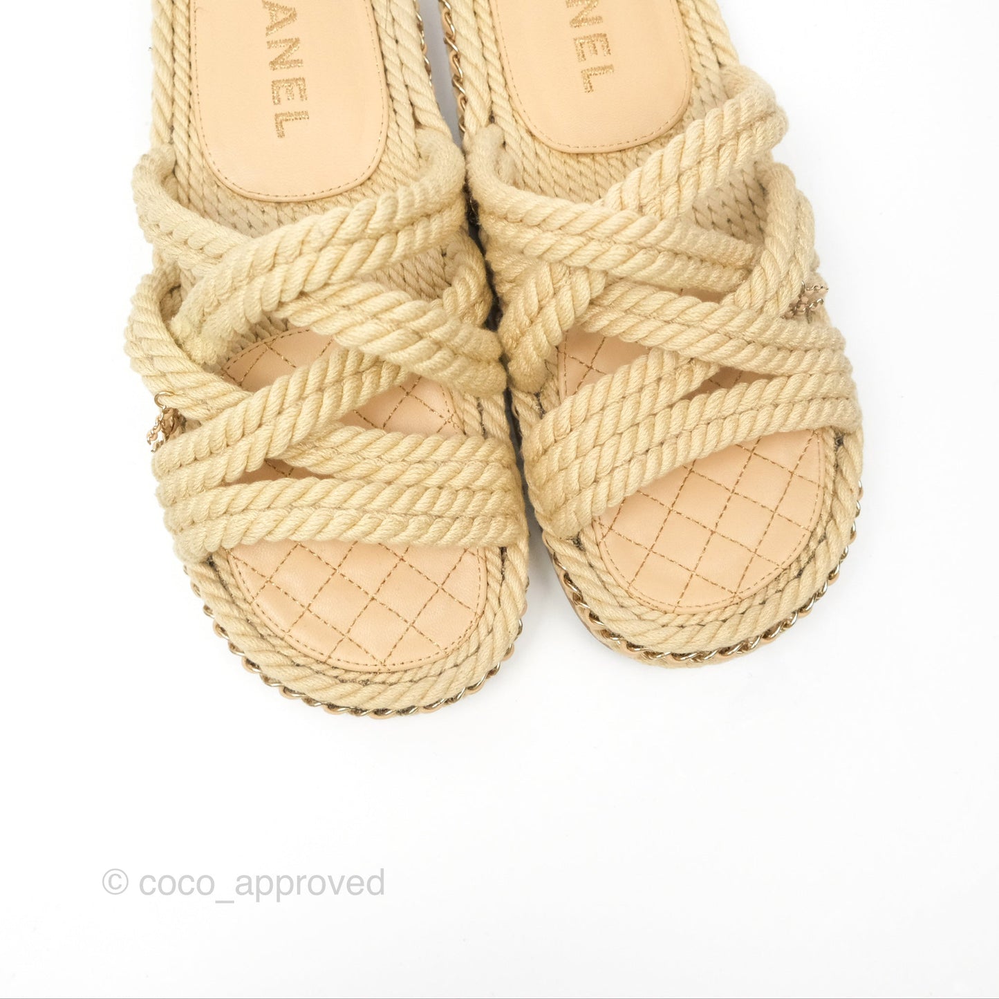 Chanel Cord Chain Slides Size 39