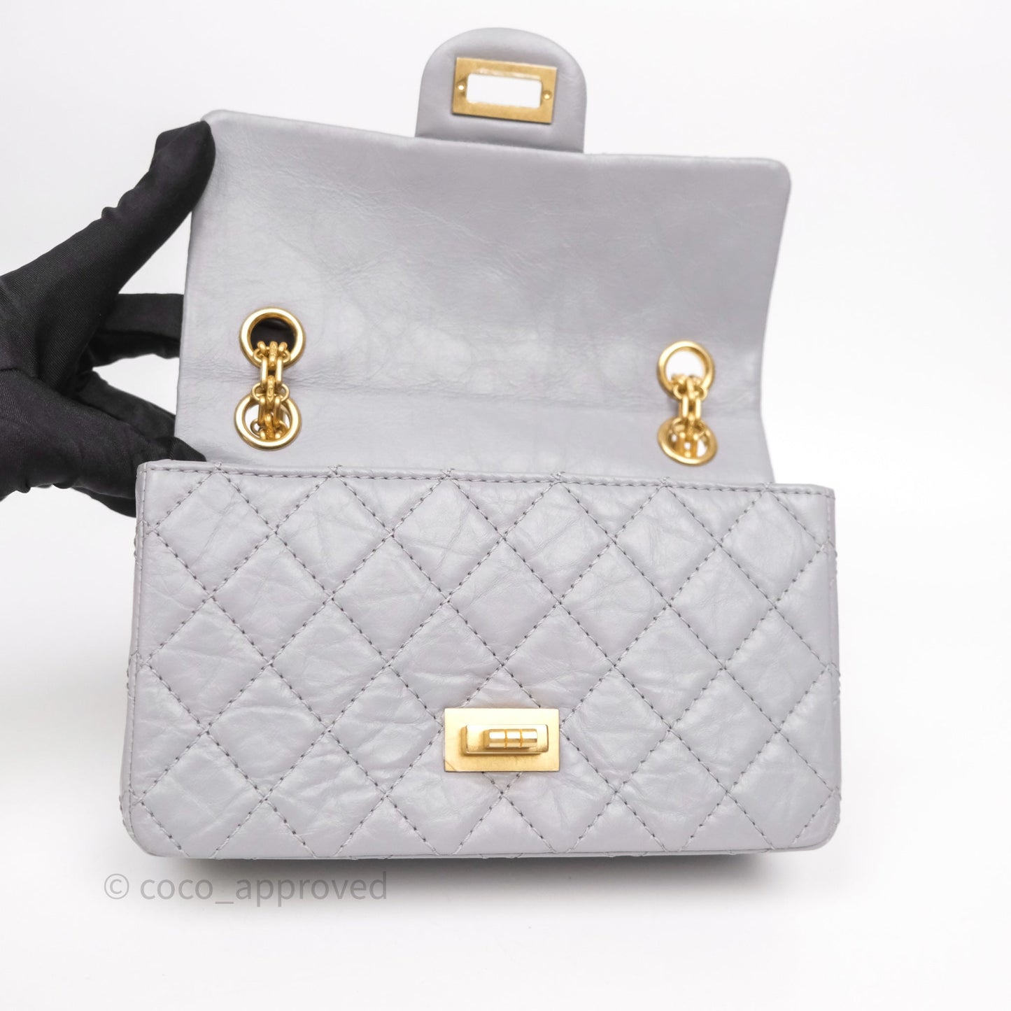 Chanel Mini Reissue 224 Grey Aged Calfskin Aged Gold Hardware