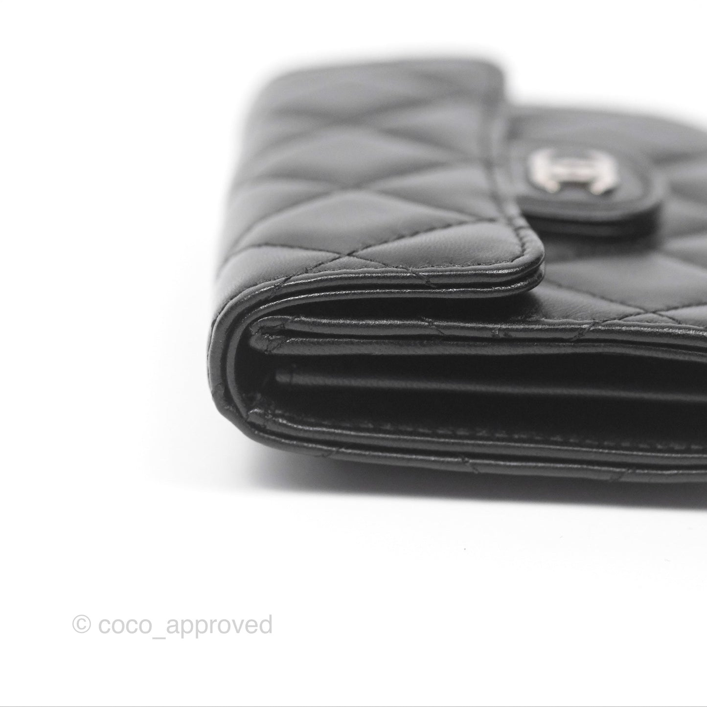 Chanel Classic Flap Coin Purse Black Lambskin Silver Hardware