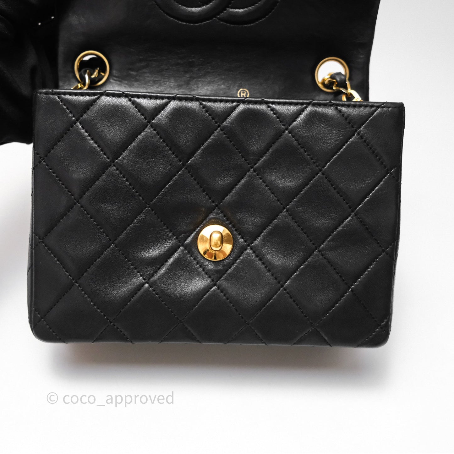 Chanel Vintage Mini Square Black Lambskin 24K Gold Hardware