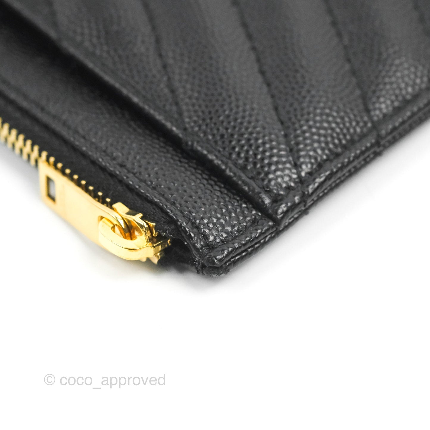 Saint Laurent Cassandre Matelasse Zipped Pouch Black Grained Leather Gold Hardware