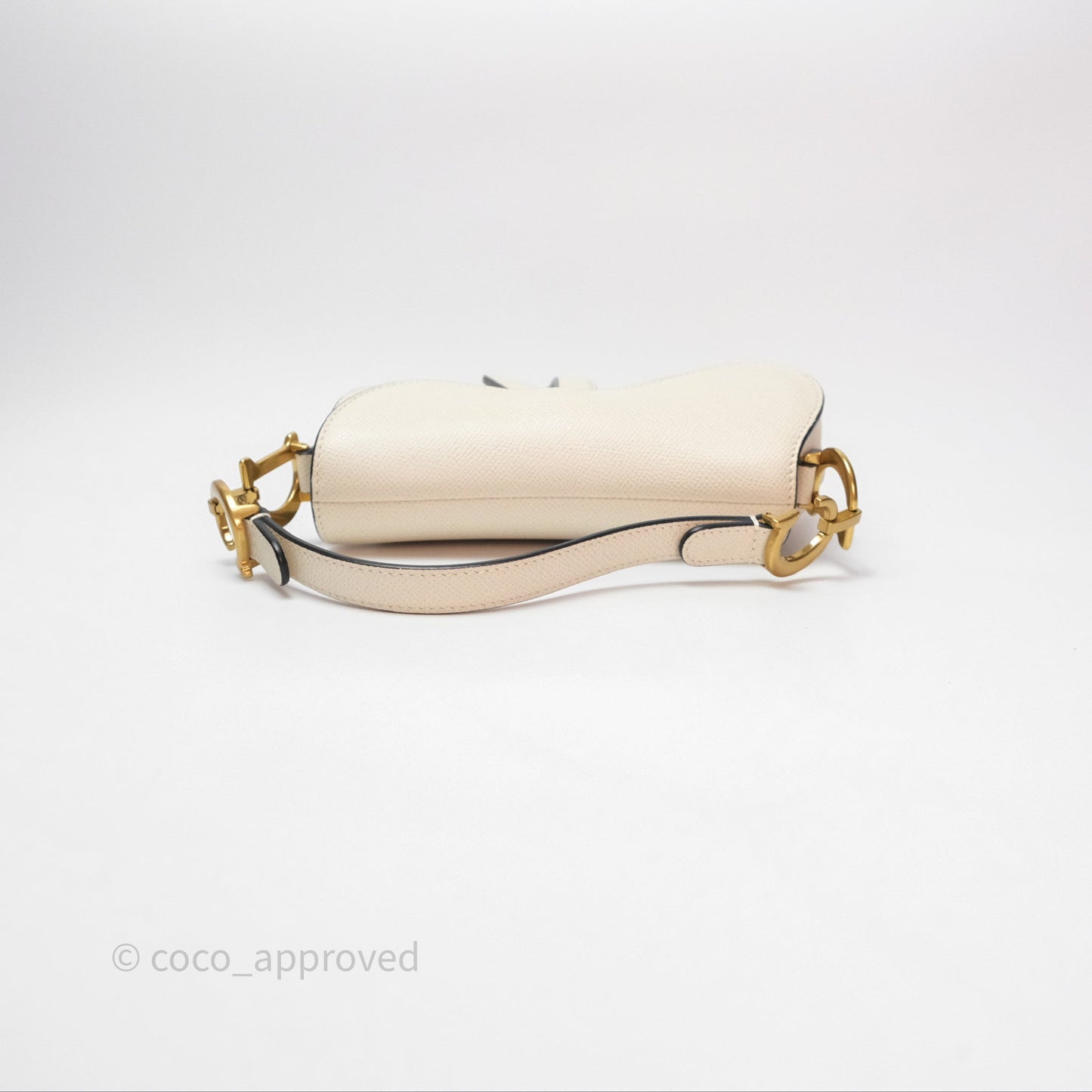 Christian Dior Mini Saddle Bag White Grained Calfskin Gold Hardware