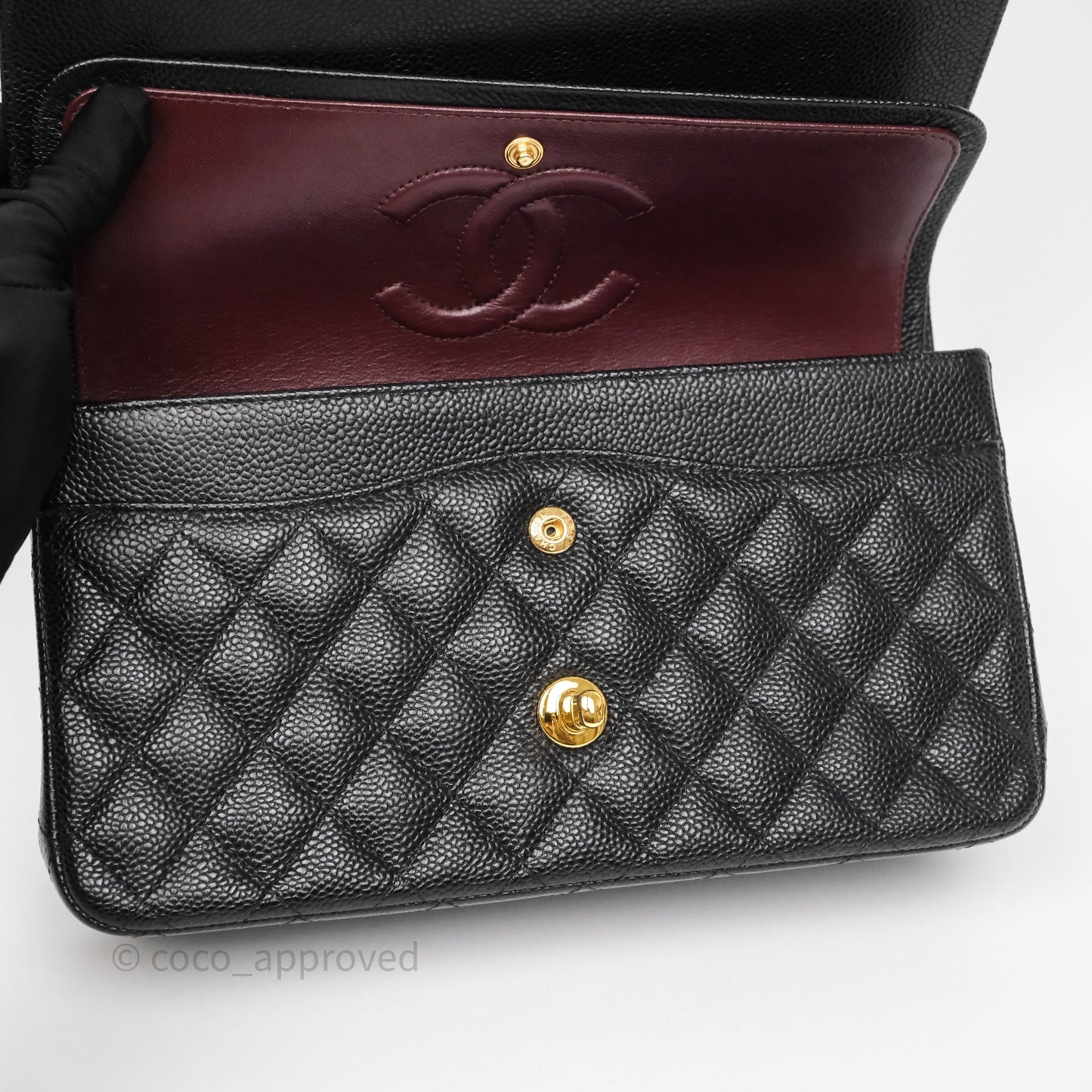 Chanel Classic M/L Medium Flap Quilted Black Caviar Gold Hardware