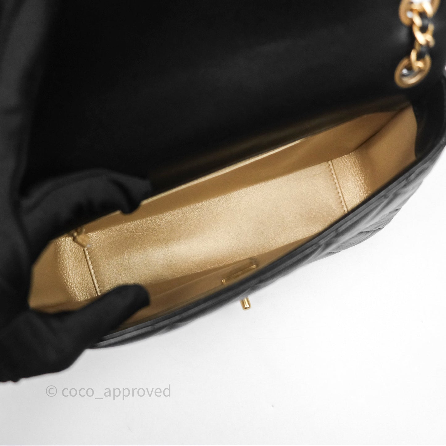 Chanel Quilted Flap Bag Black Lambskin Aged Gold Hardware 22P