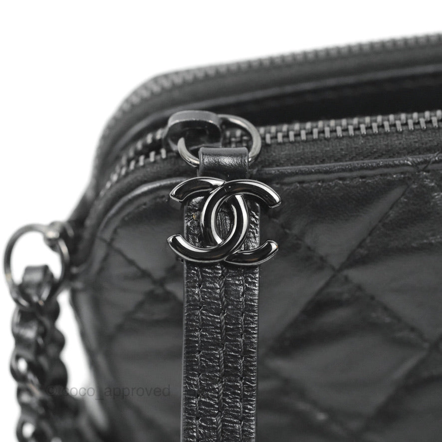 Chanel Gabrielle Clutch With Chain Aged Calfskin So Black
