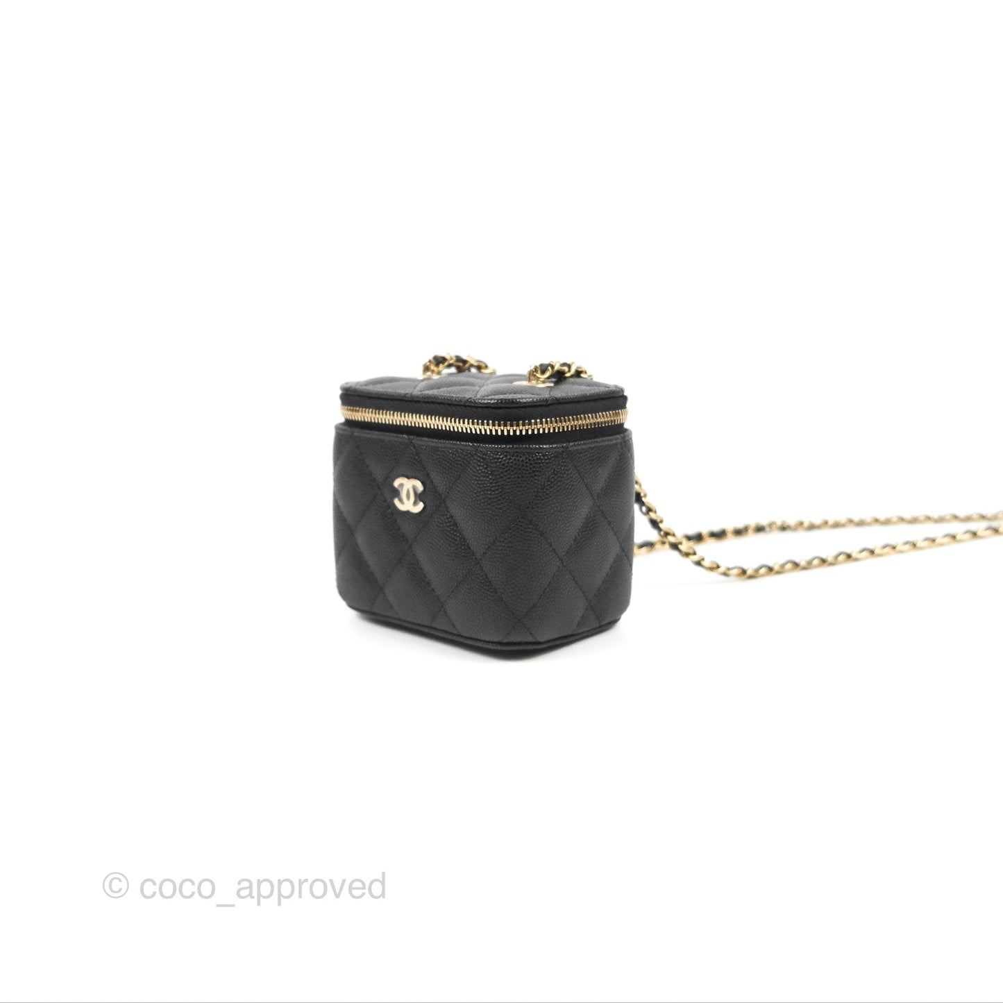 Chanel Mini Vanity With Chain Black Caviar Gold Hardware
