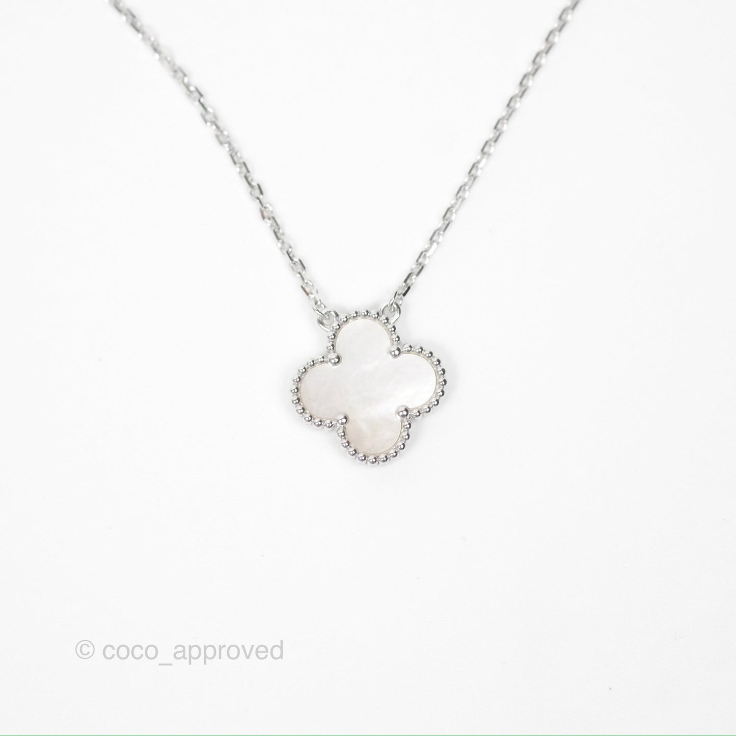 Van Cleef & Arpels Vintage Alhambra Pendant Necklace White Mother-of-pearl White Gold