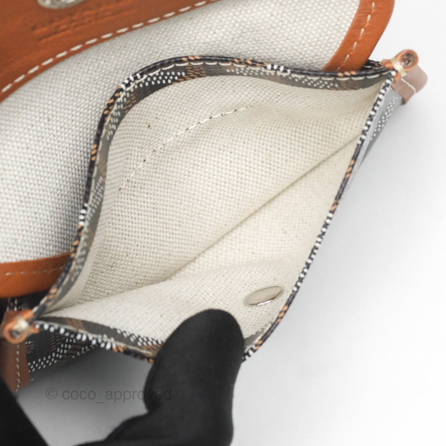 Goyard Anjou Mini Bag Goyardine Canvas Black/ Tan
