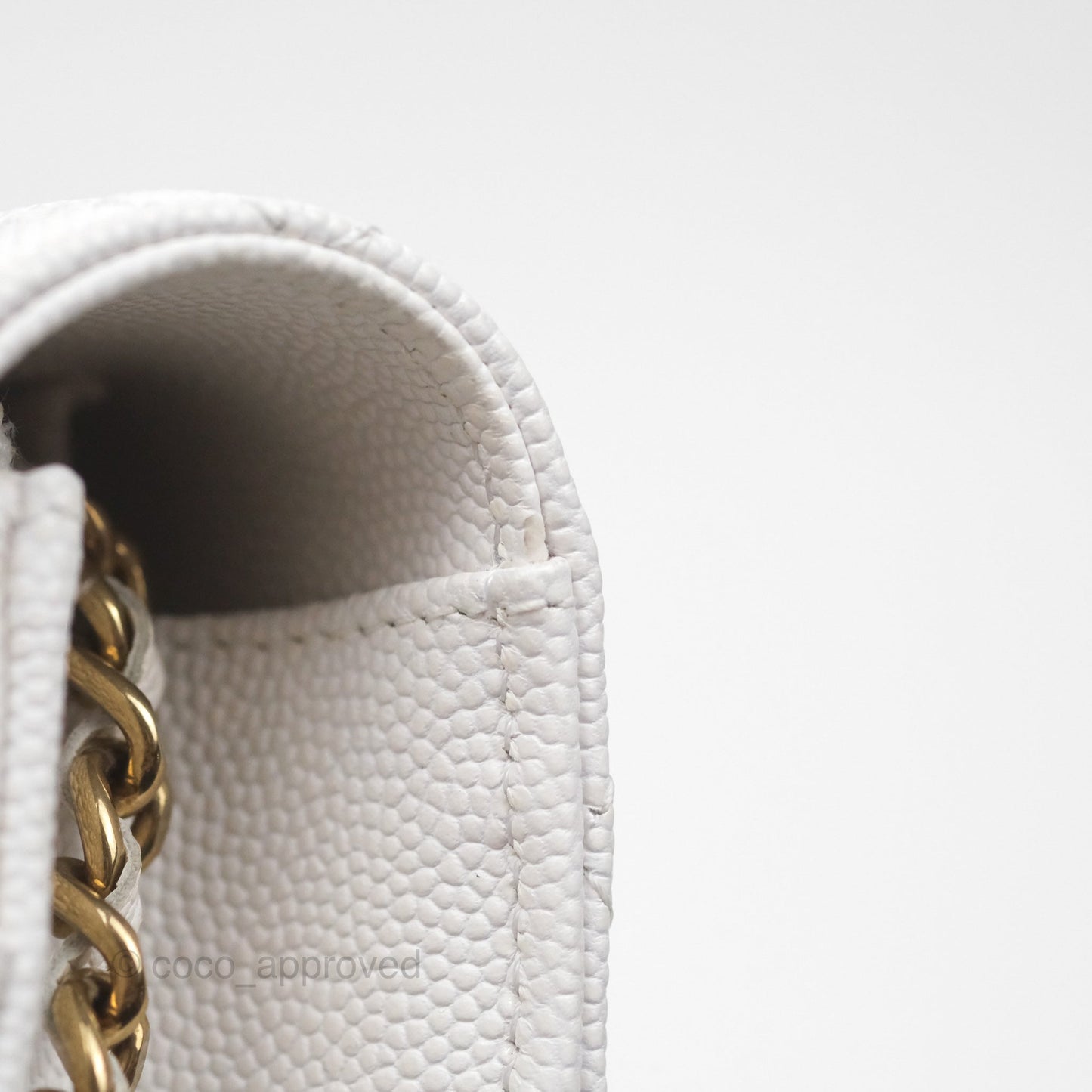 Chanel Quilted Classic Wallet on Chain WOC White Caviar Gold Hardware