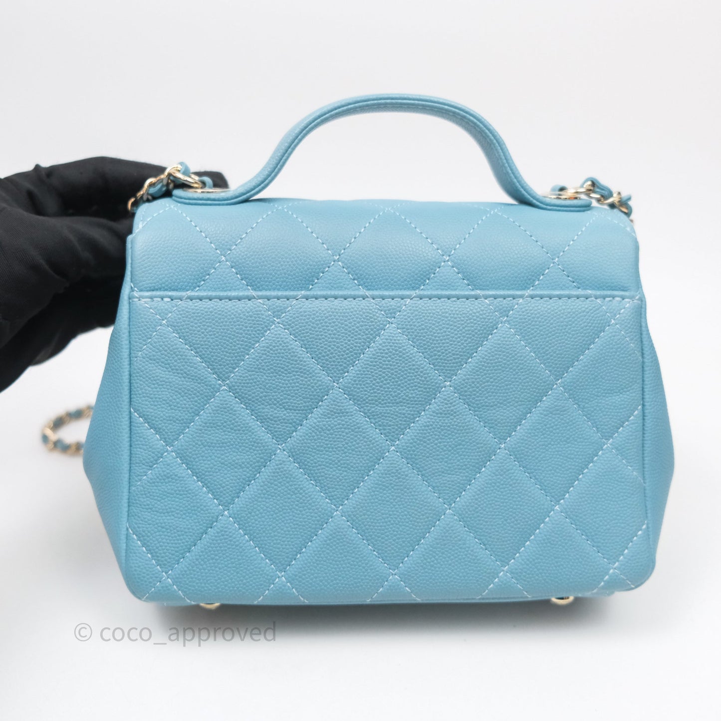 Chanel Small Quilted Business Affinity Flap Caviar Blue Gold Hardware