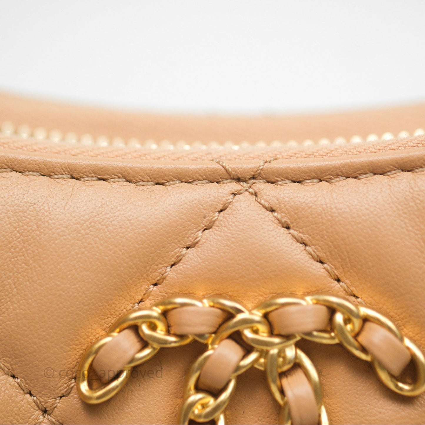 Chanel Large Hobo Bag Beige Aged Calfskin Aged Gold Hardware 23K