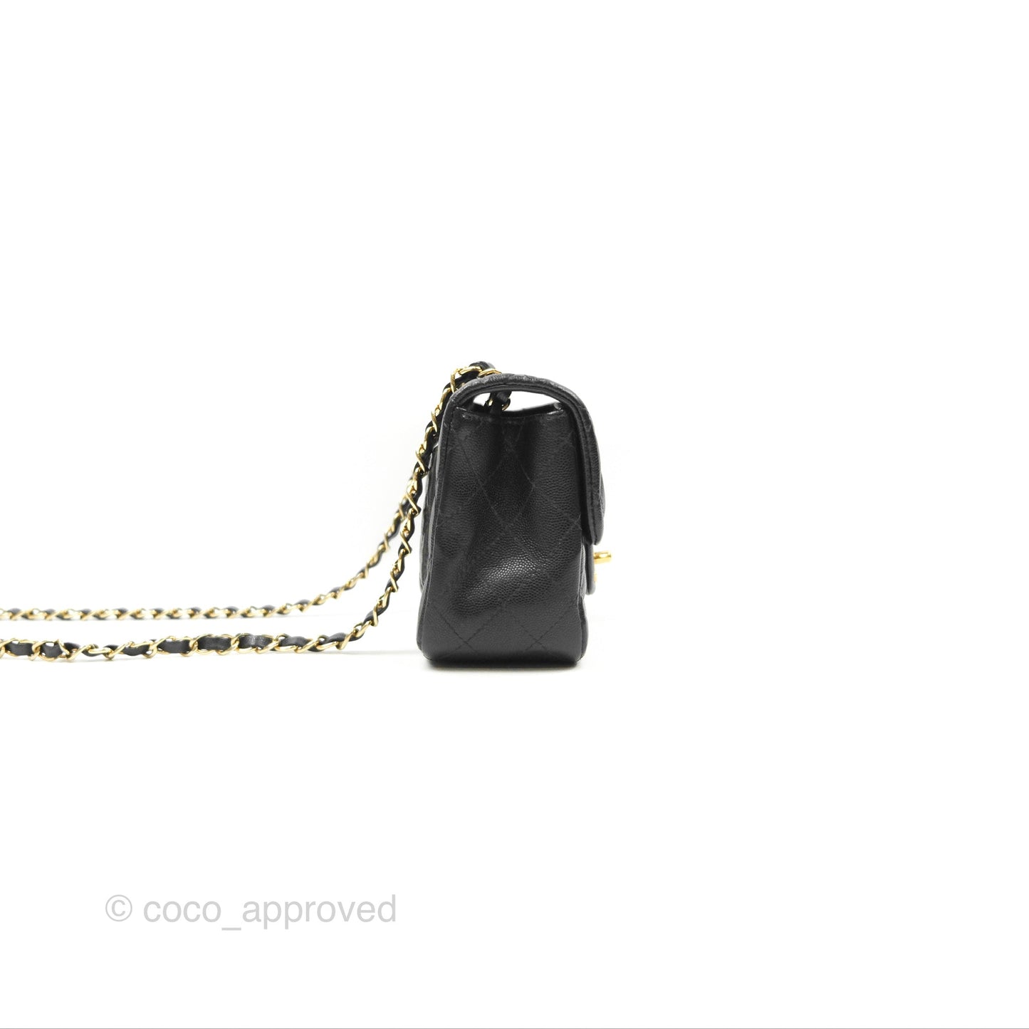 Chanel Mini Square Flap Quilted Black Caviar Gold Hardware