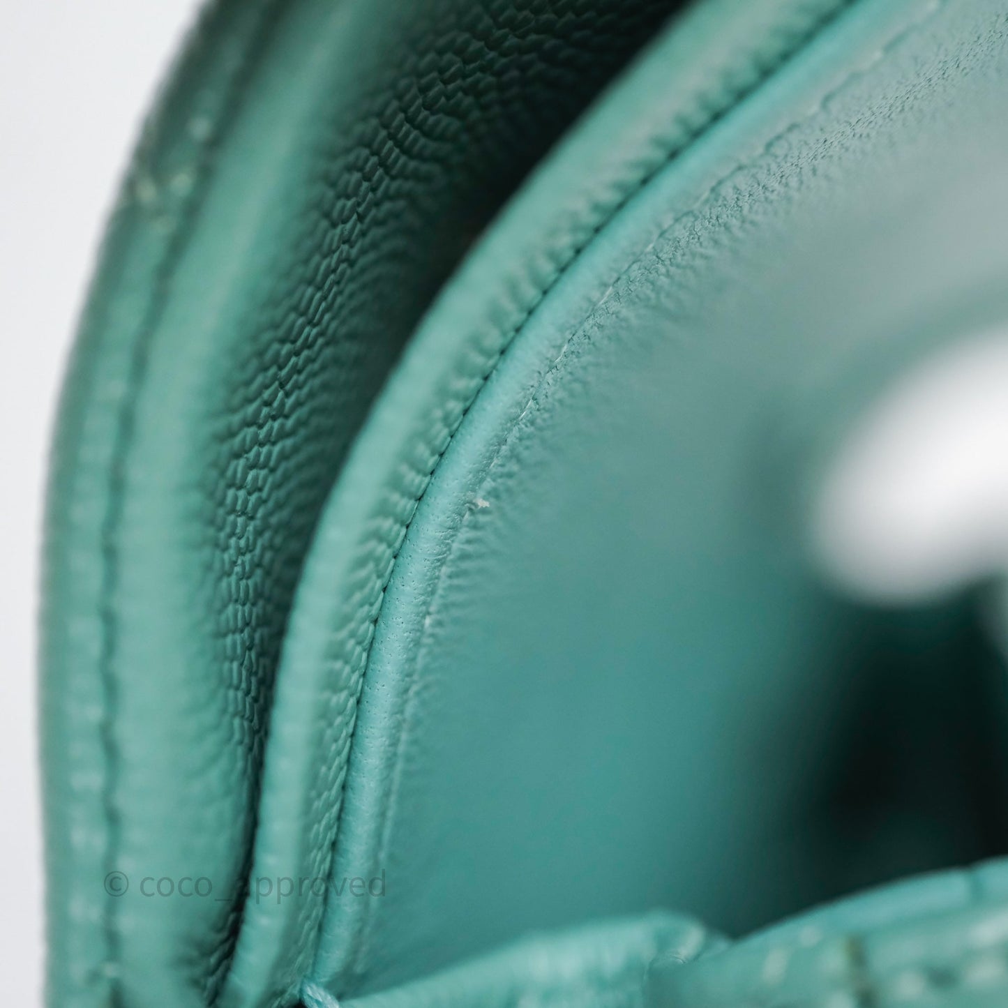 Chanel Classic M/L Medium Flap Quilted Tiffany Green Caviar Gold Hardware