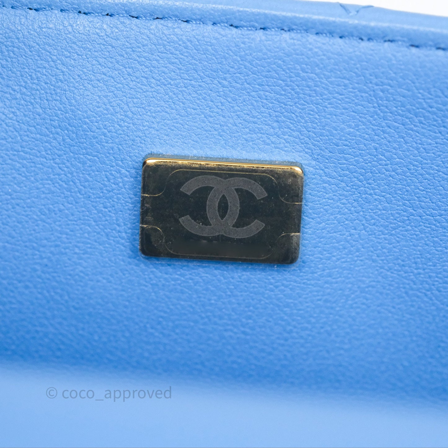Chanel Top Handle Mini Rectangular Flap Blue Lambskin Gold Hardware