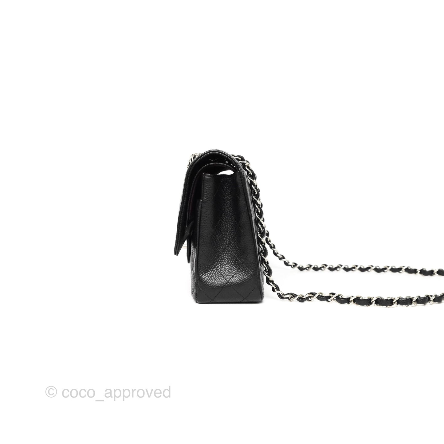 Chanel Classic M/L Medium Flap Quilted Black Caviar Silver Hardware