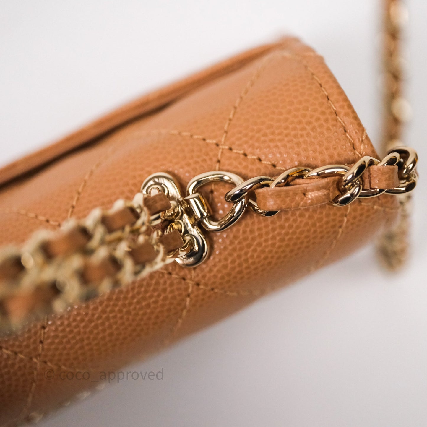 Chanel Kelly Clutch Top Handle Dark Beige Caviar Bag Light Gold hardware
