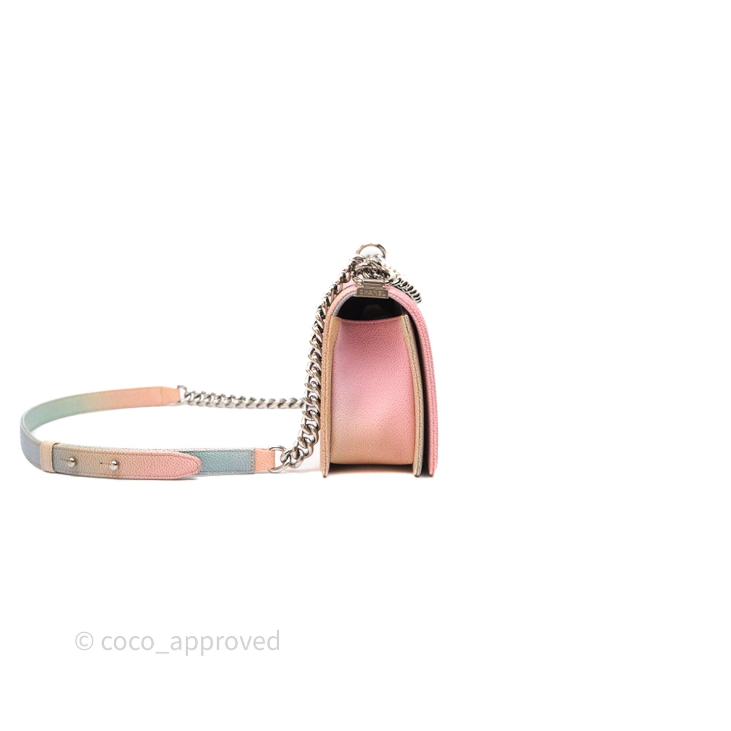 Chanel Medium Boy Quilted Rainbow Caviar Silver Hardware