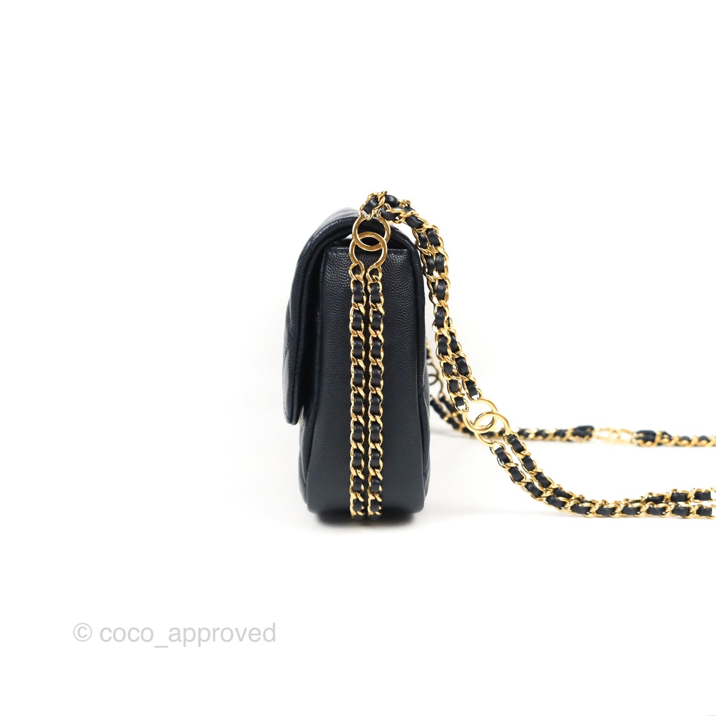 Chanel Quilted CC You Flap Navy Blue Caviar Gold Hardware 23C
