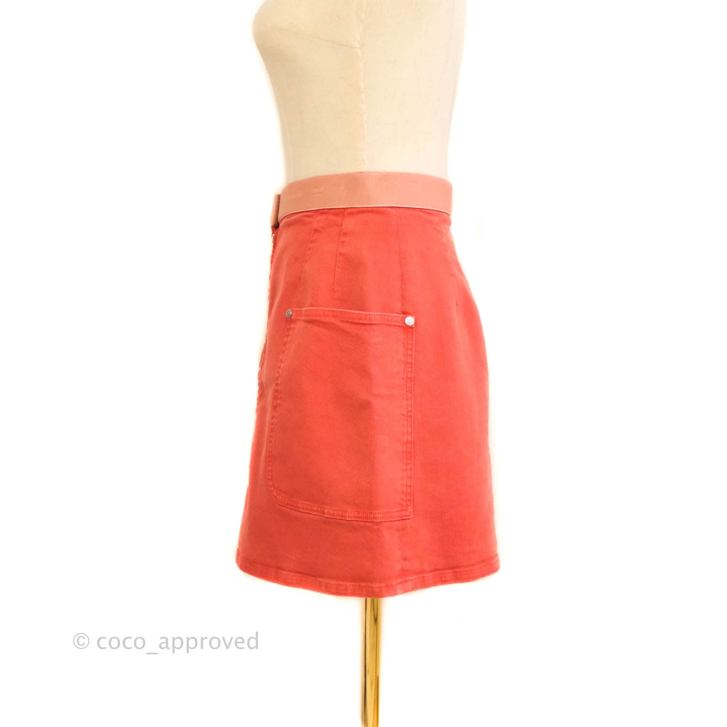 Chanel Denim Skirt Coral Size 40