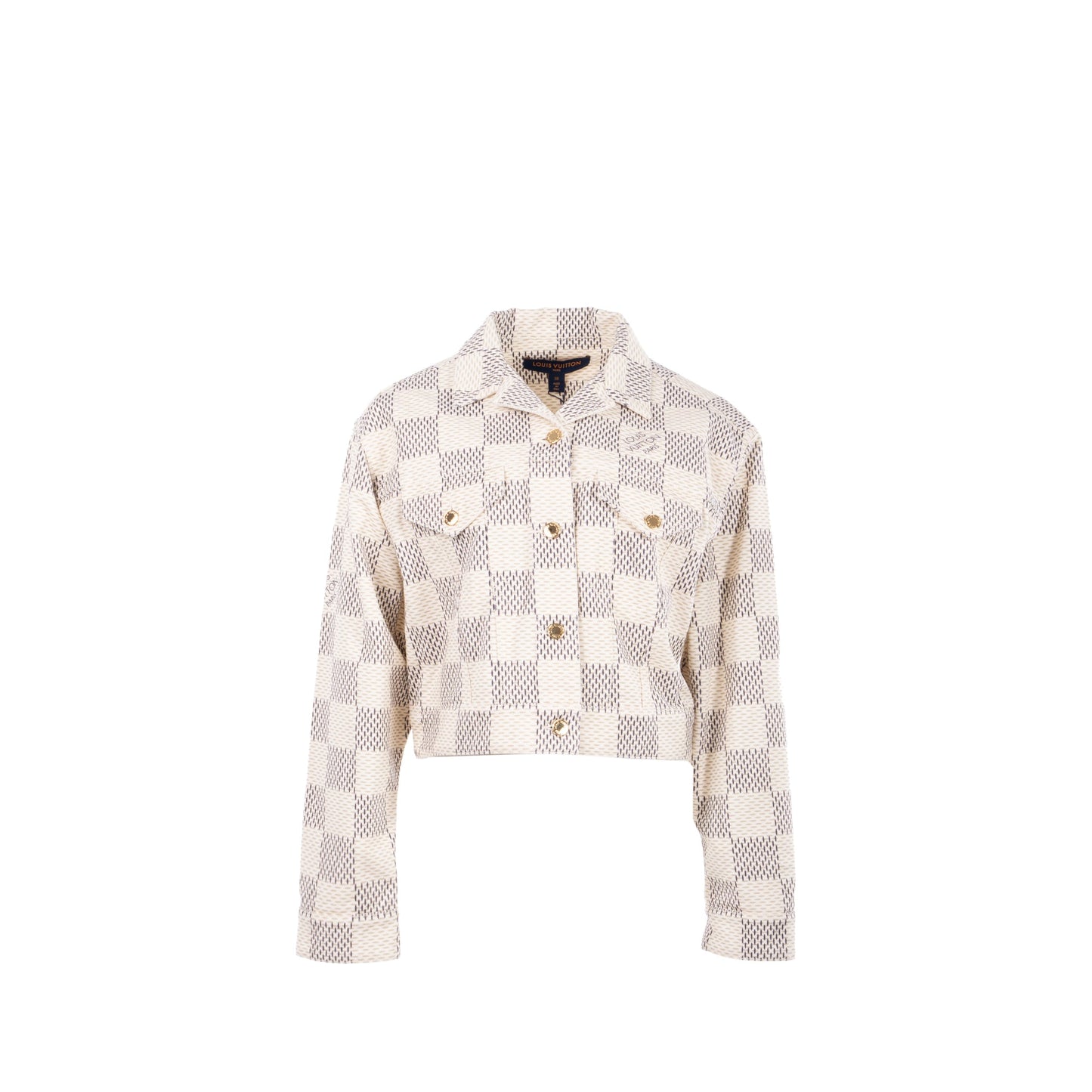 Louis Vuitton size 38 denim trucker jacket damier Azur/cotton White