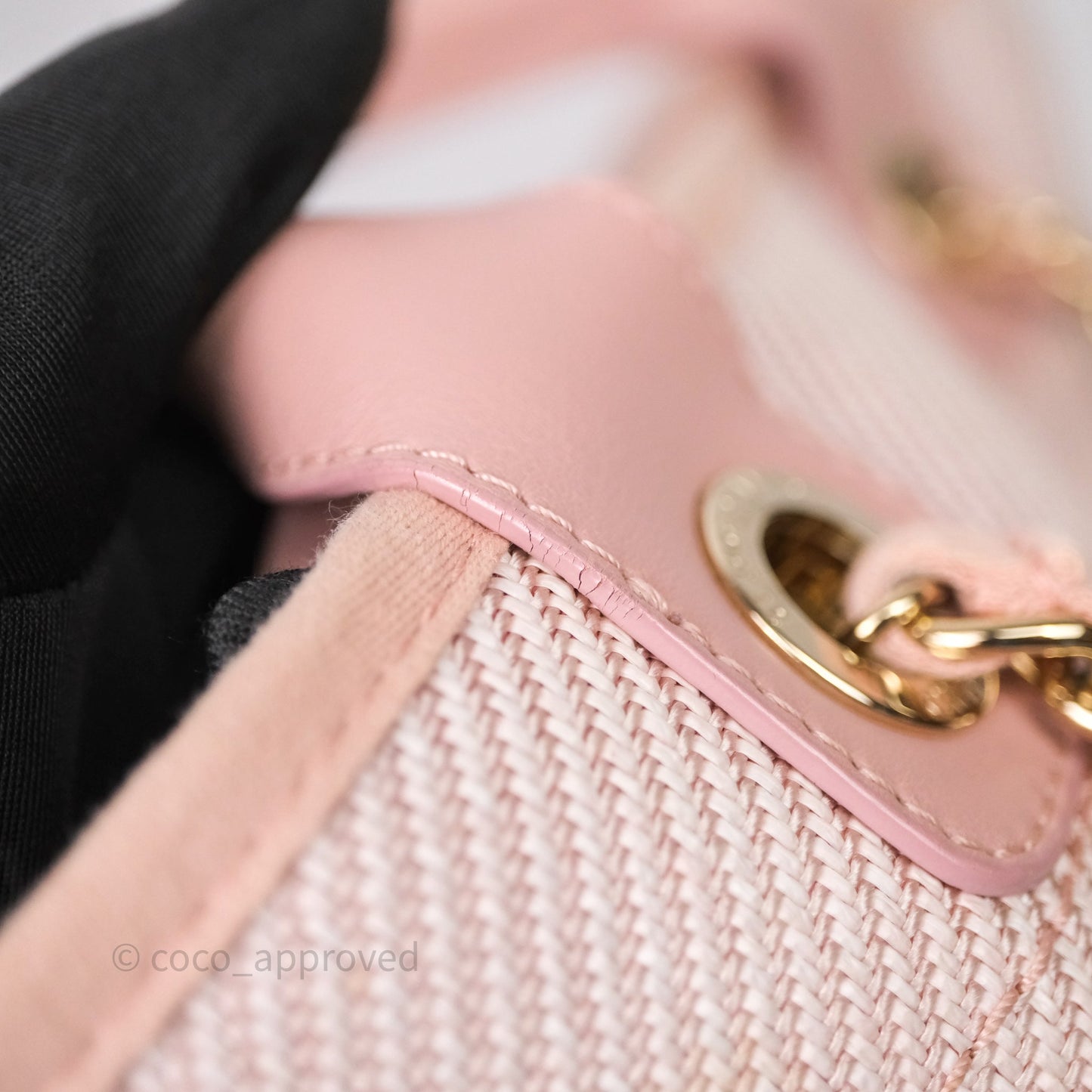 Chanel Large Deauville Tote Pink Canvas Gold Hardware