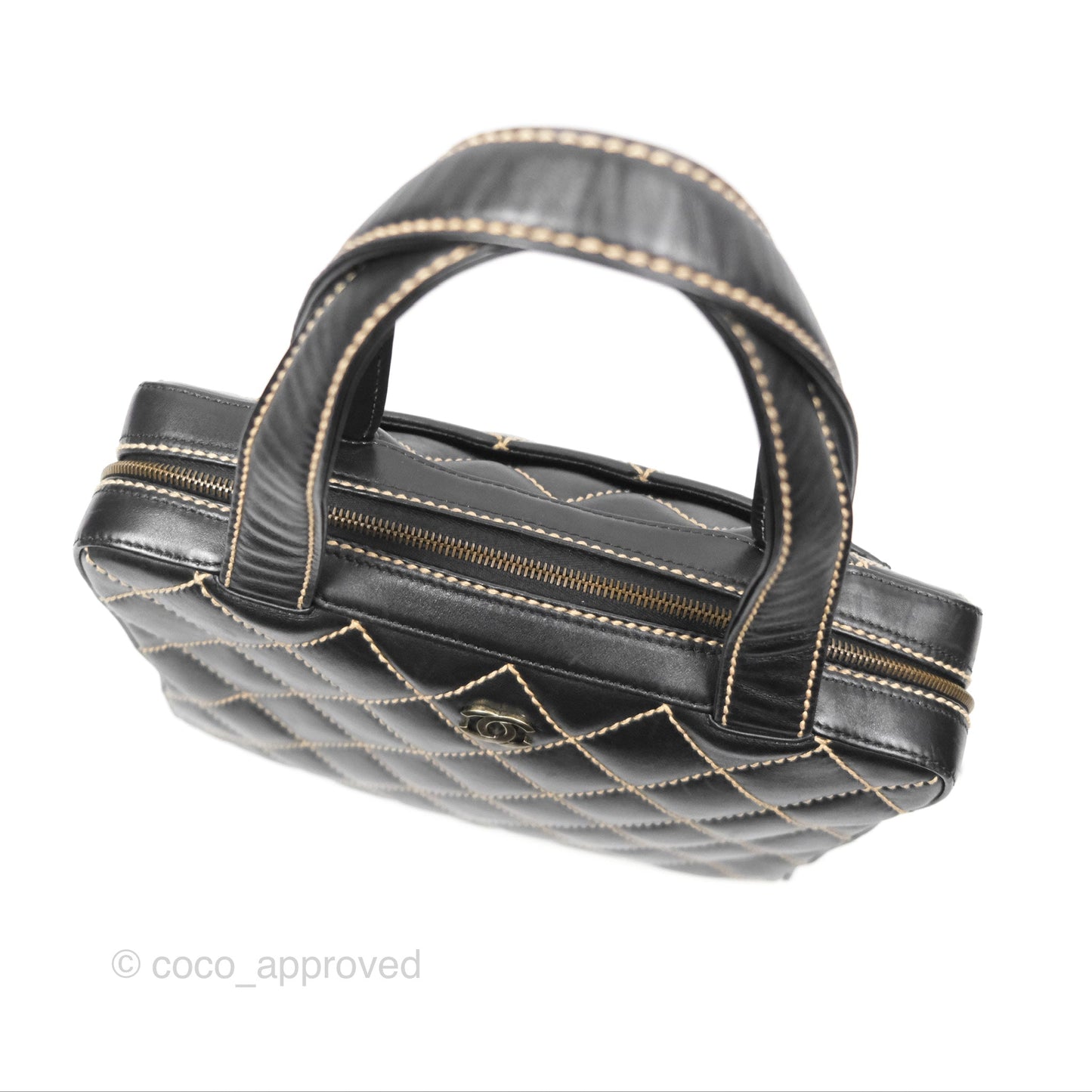 Chanel Vintage Wild Stitch Tote Bag Lambskin Black