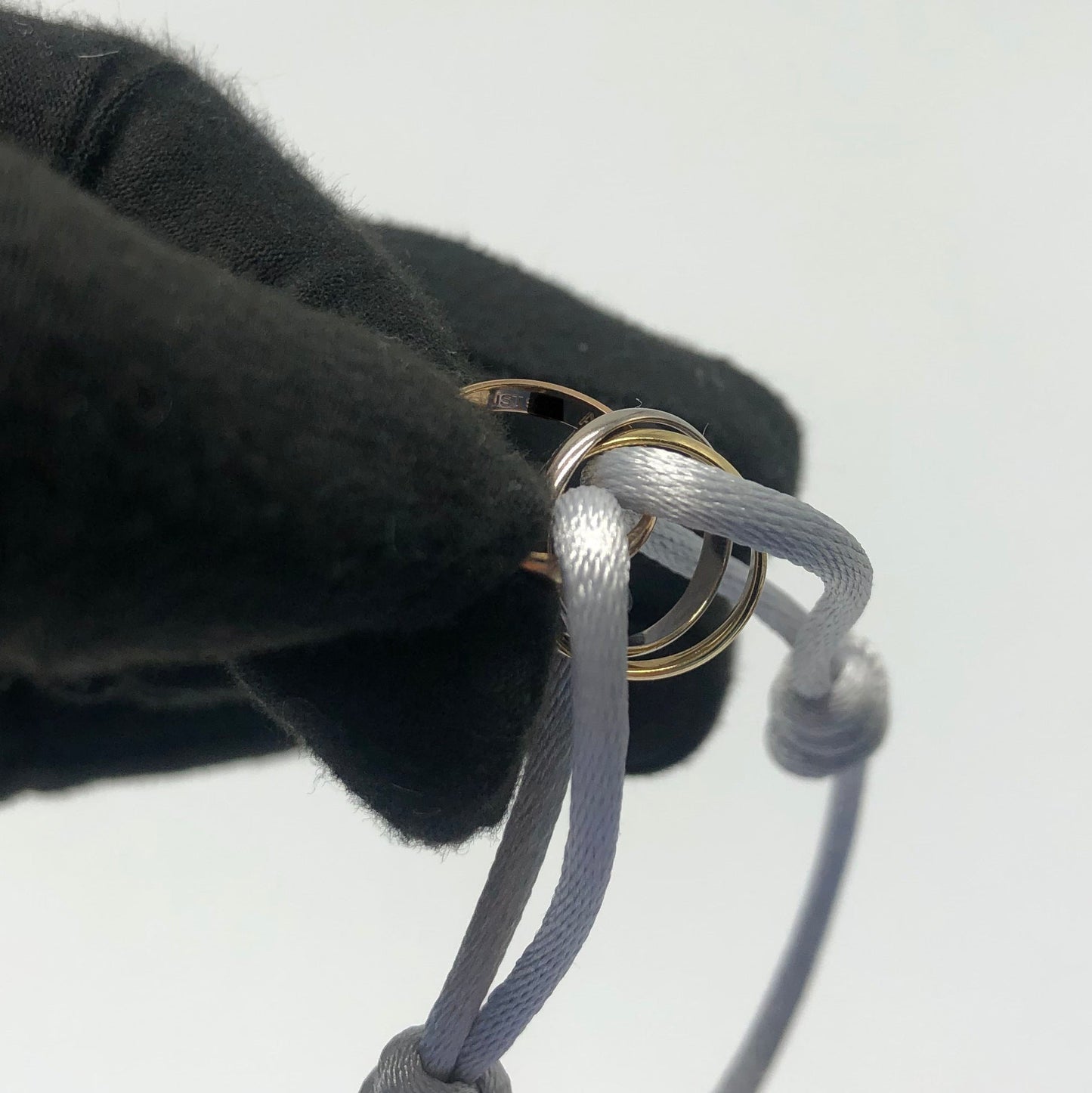 Cartier Trinity Bracelet, 3 Golds on Cord