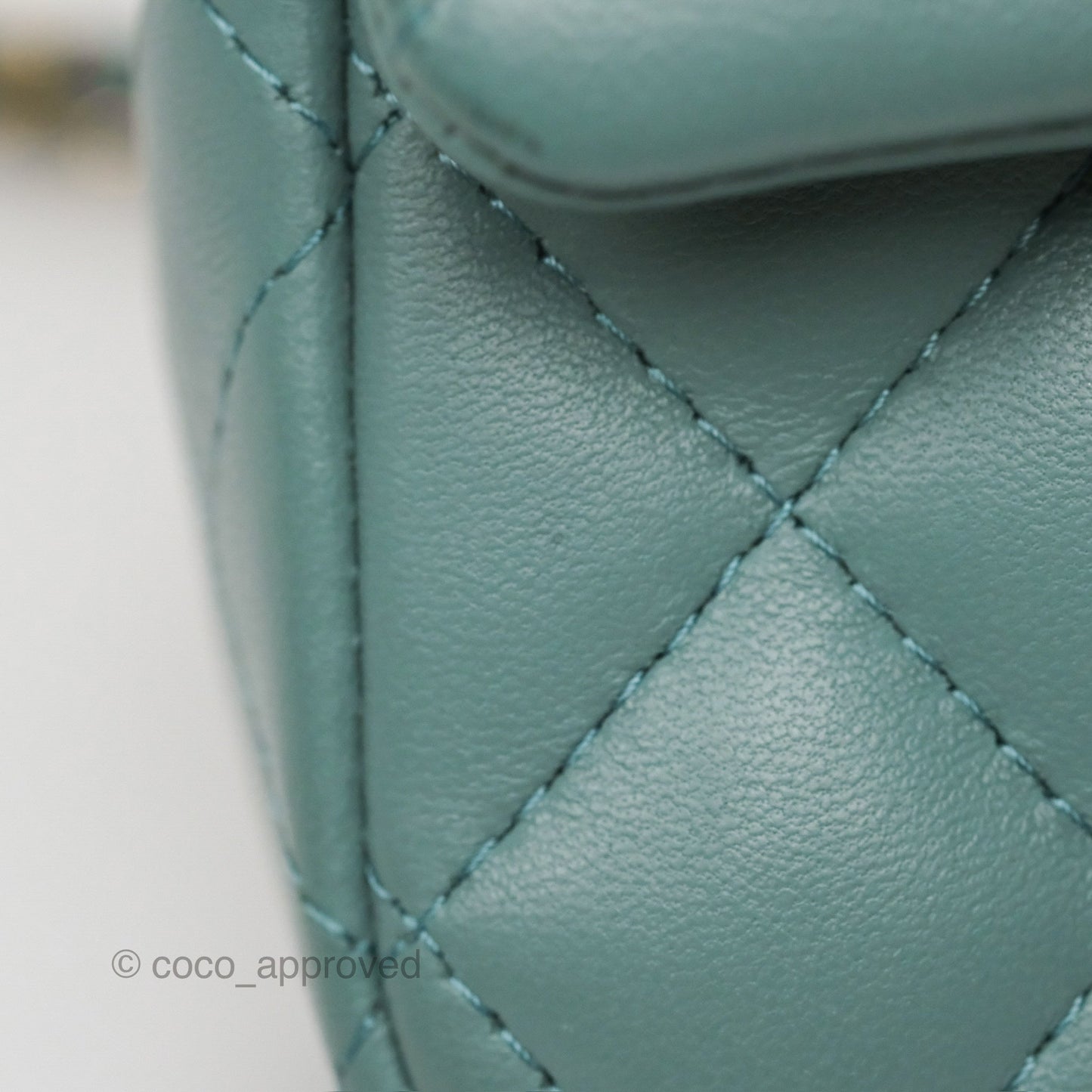 Chanel Quilted Mini Rectangular Flap Turquoise Blue Lambskin Gold Hardware