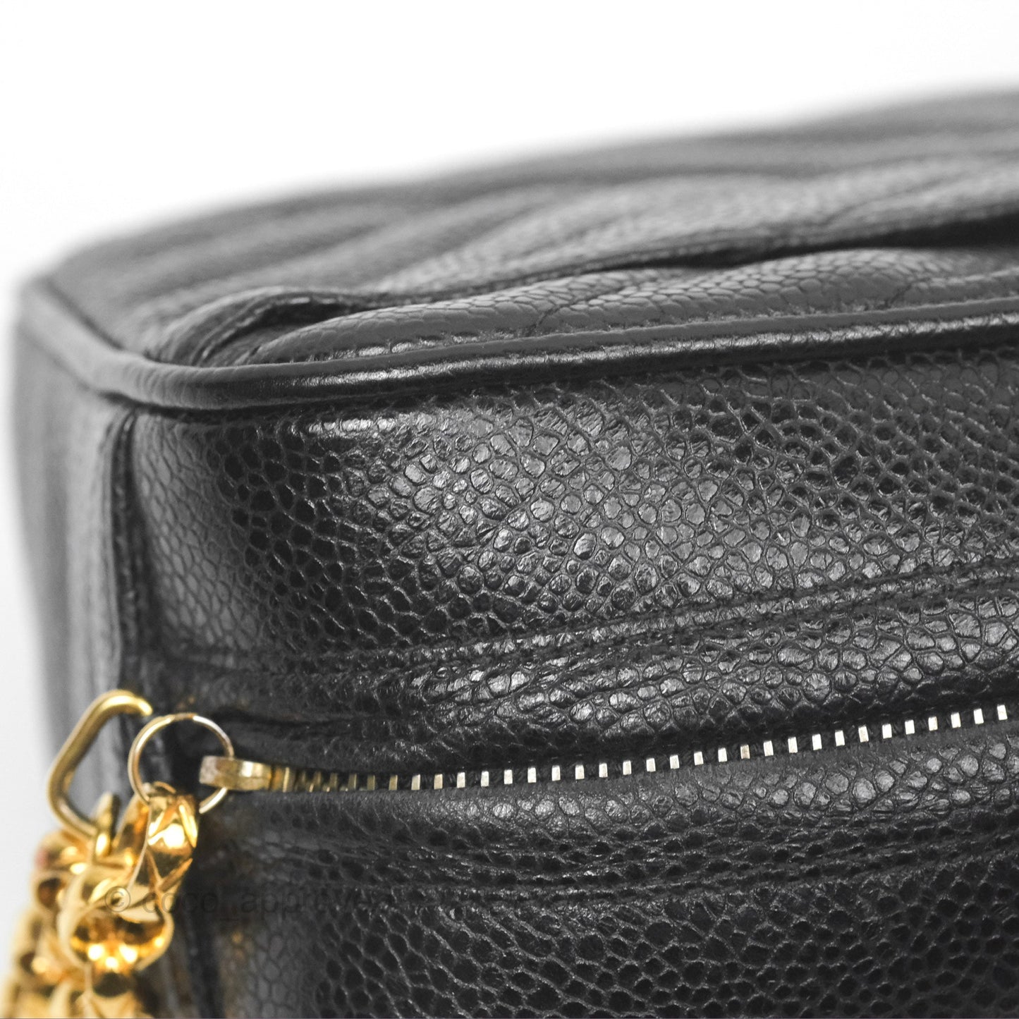 Chanel Vintage Small Camera Bag Black Caviar Gold Hardware